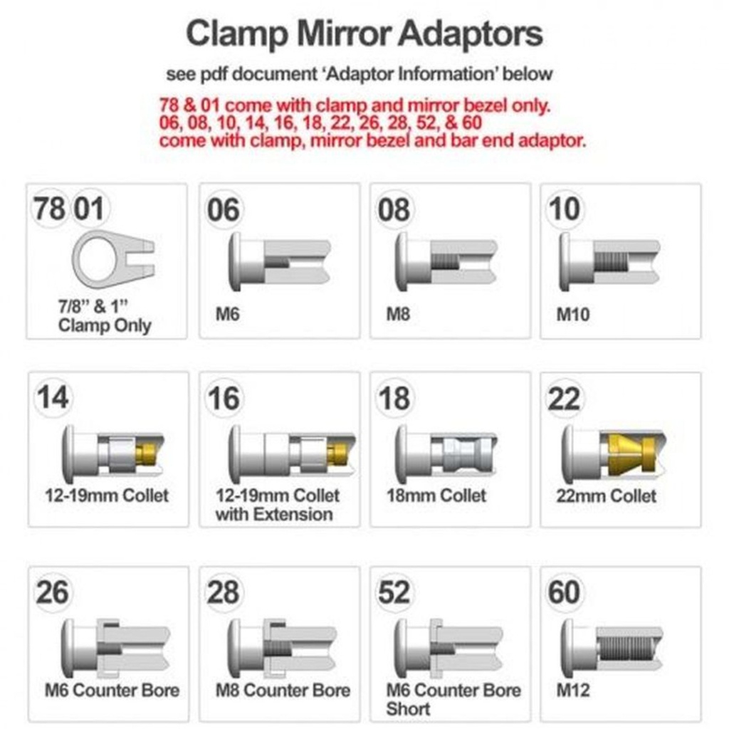 Oberon Performance Adjustable Racing Motorcycle Clamp Mirror