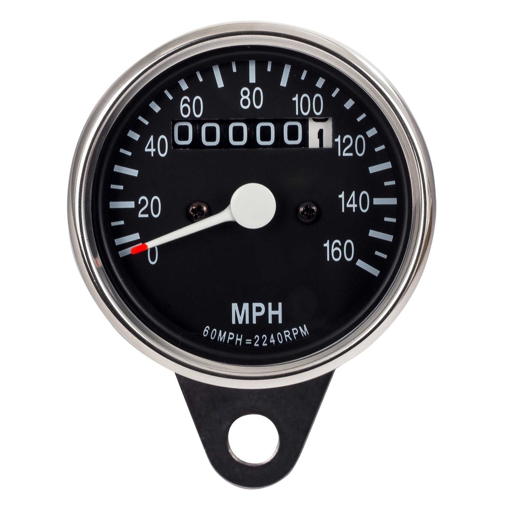 Warrior Chrome Mini Speedo Black Face 60mm 0 -160 MPH