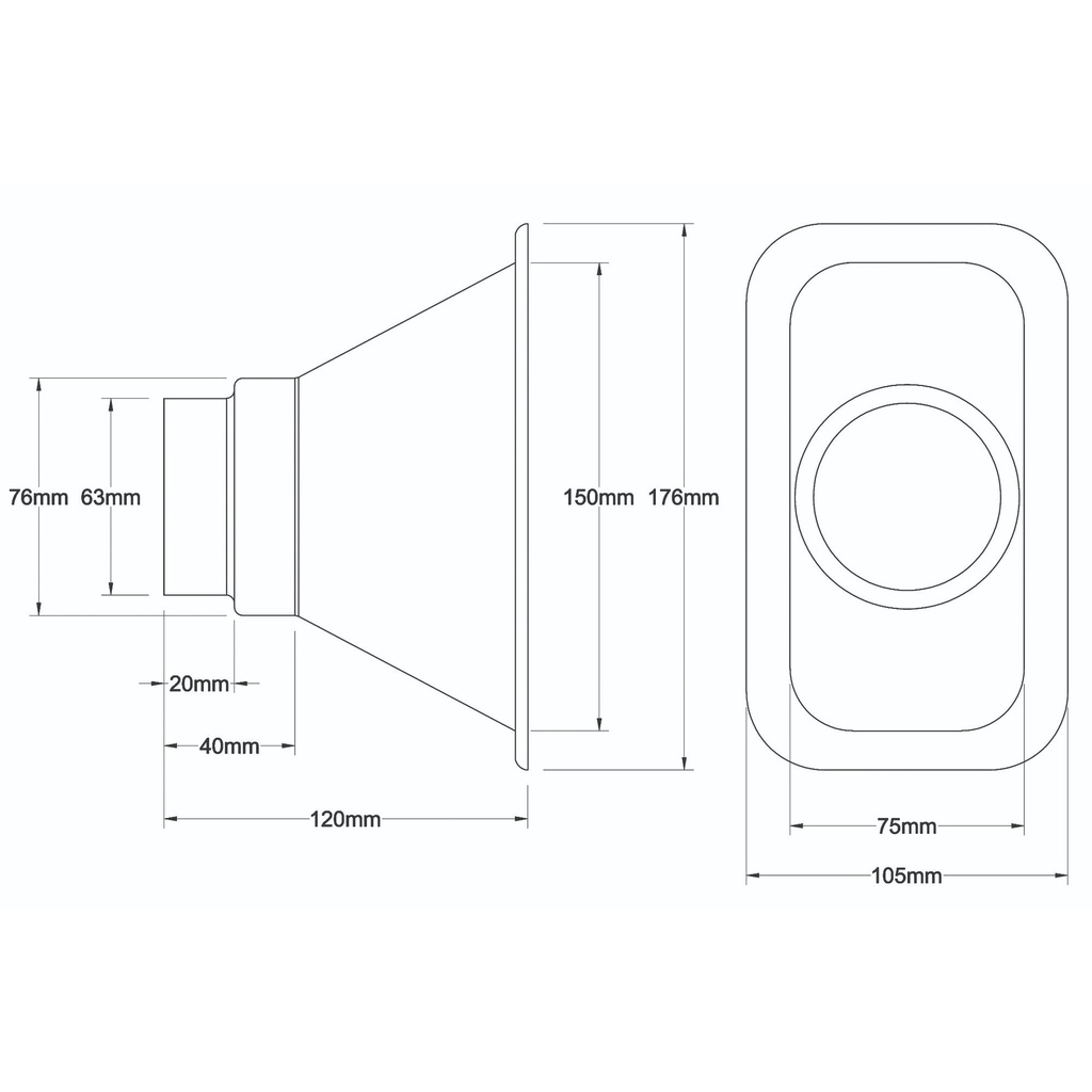 Revotec Rectangular Intake Duct With Stepped Outlet