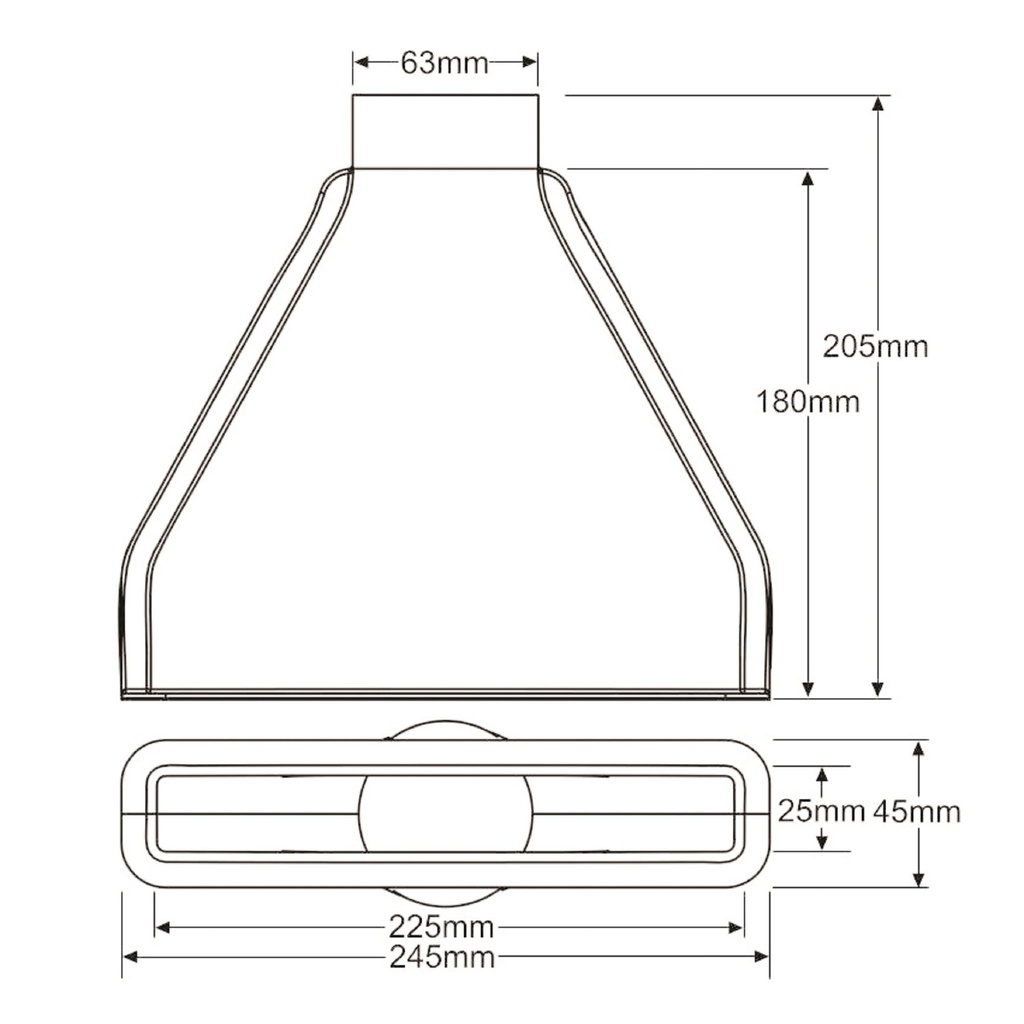 Revotec Large 2 Piece Rectangular Ultra Slim Intake Duct