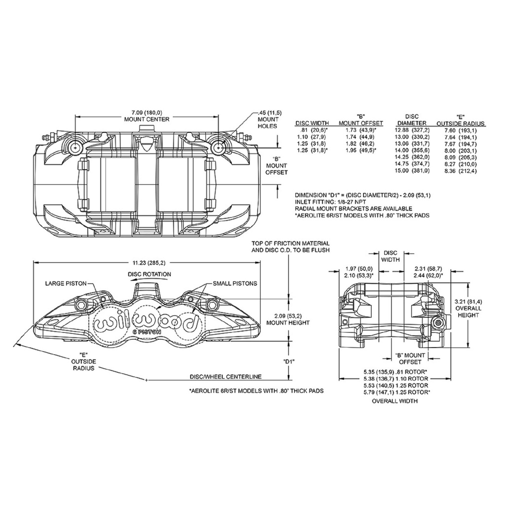 Wilwood Aero6 6 Piston Radial Mount Brake Caliper
