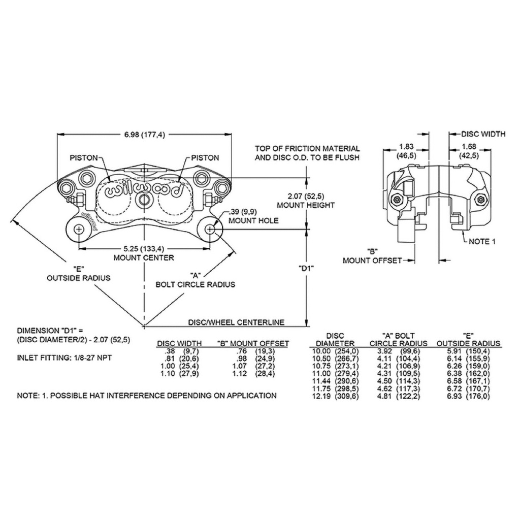 Wilwood Forged Dynalite Internal 4 Piston Brake Caliper