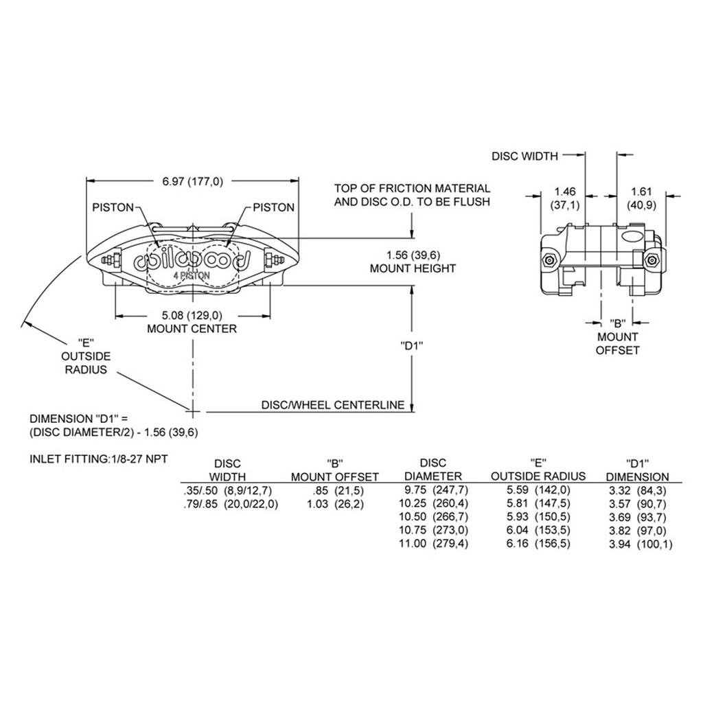 Wilwood Powerlite Brake Caliper Radial Mount