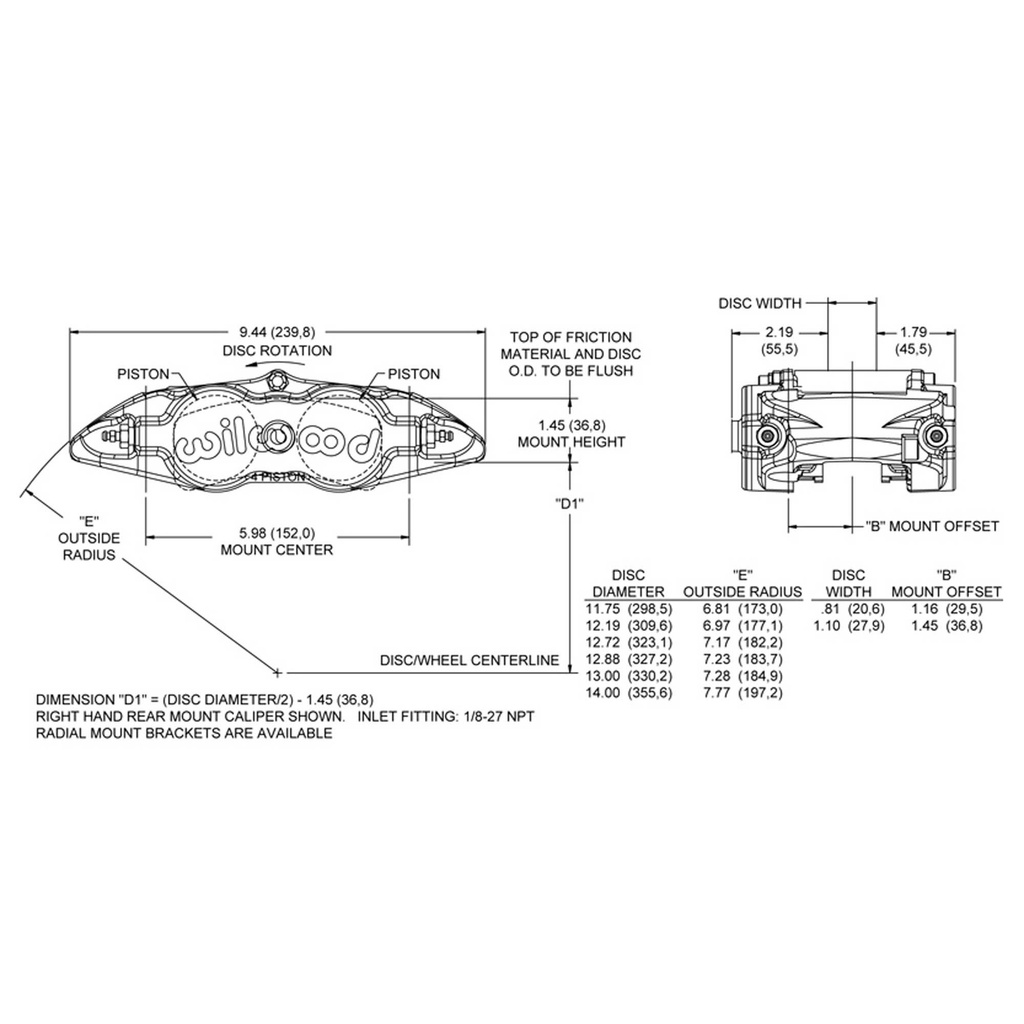 Wilwood Forged Narrow Superlite 4 Brake Caliper Radial Mount