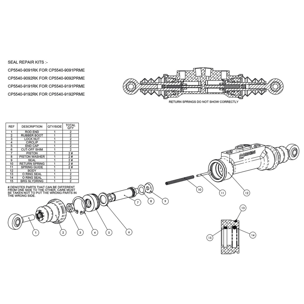 AP Racing CP5540 Double Ended Hand Brake Master Cylinder