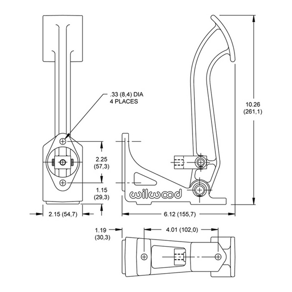 Wilwood Single Clutch Or Brake Pedal Single Cylinder 6:1 Ratio Universal Floor Mount