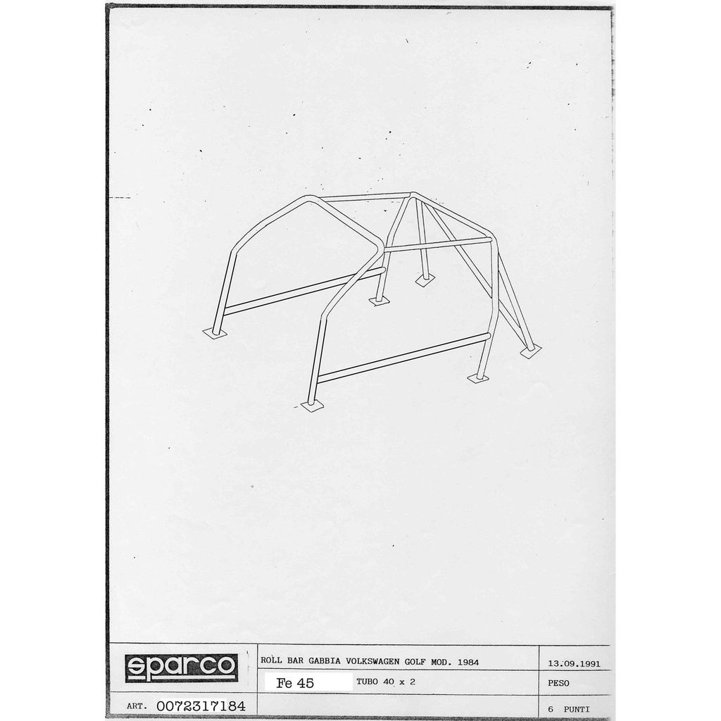 Sparco 6 Point Bolt In Competition Roll Cage