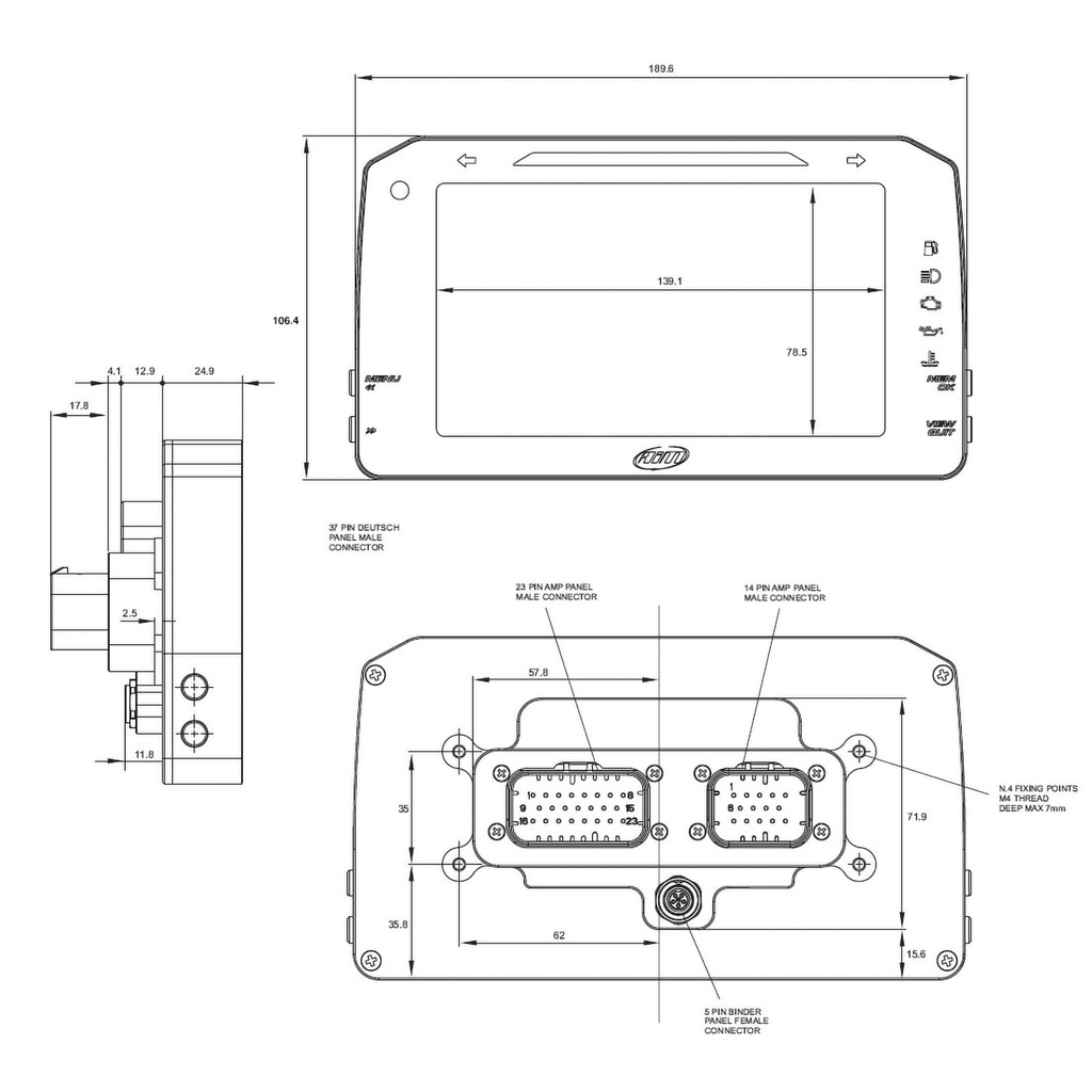 AIM MXP 1.3 Strada IVA Compliant Dash Kit (6” Colour TFT Display)