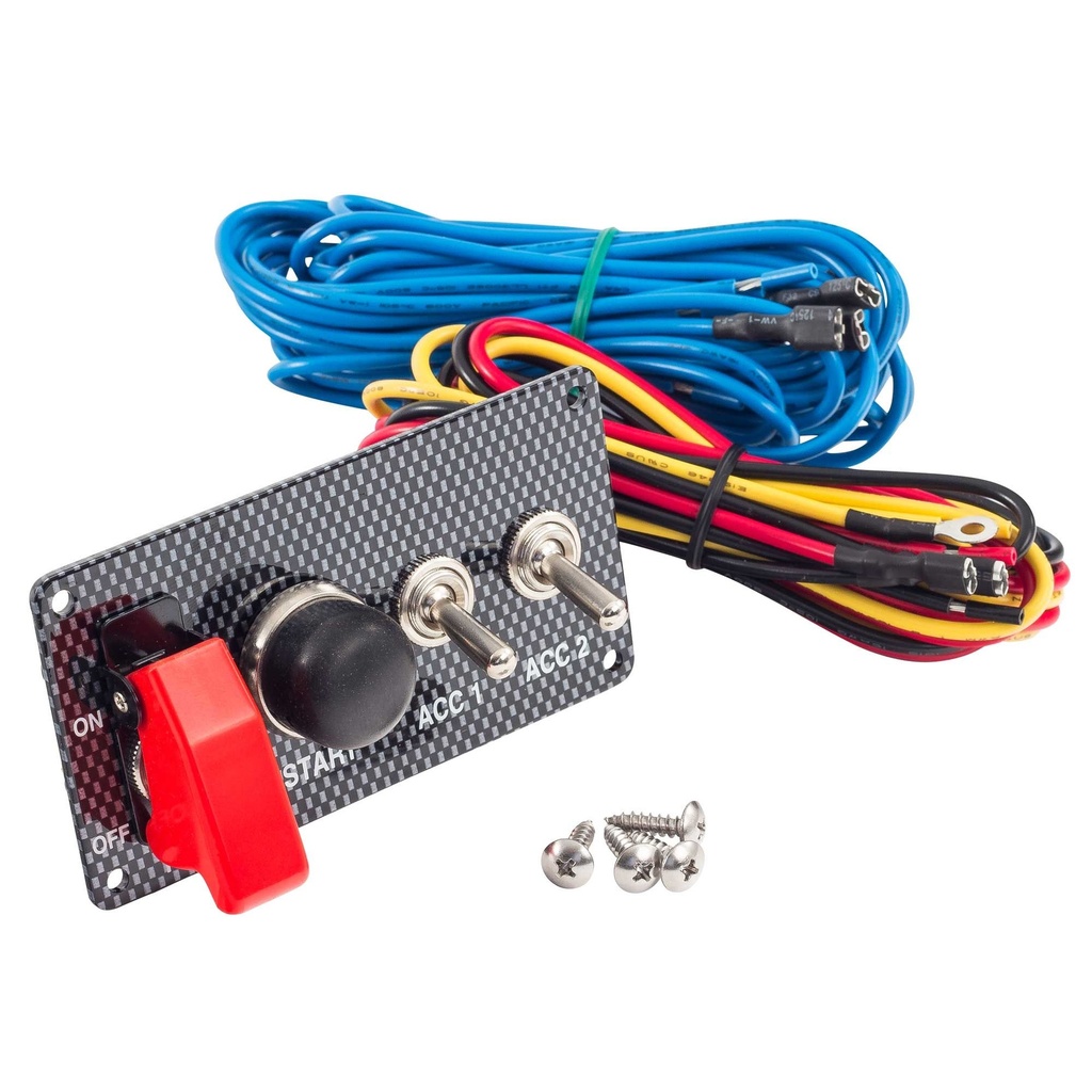 Grayston Carbon Effect Starter Switch Panel With 2 Accessory Switches