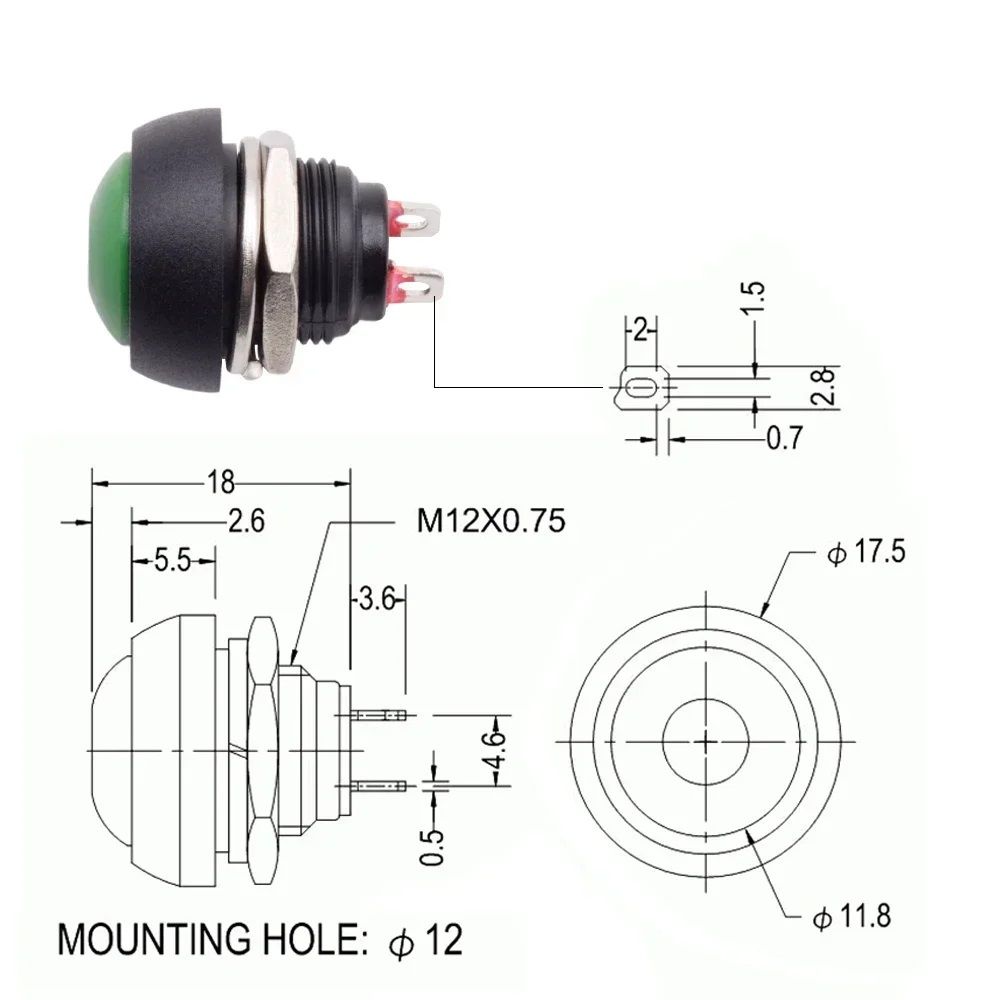 Automotive Plumbing Solutions Momentary Push Button Switch