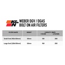 K&N Filters Weber DGV/DGAV/DGMS/DGAS/DGAR Carburettor Bolt On Air Filter