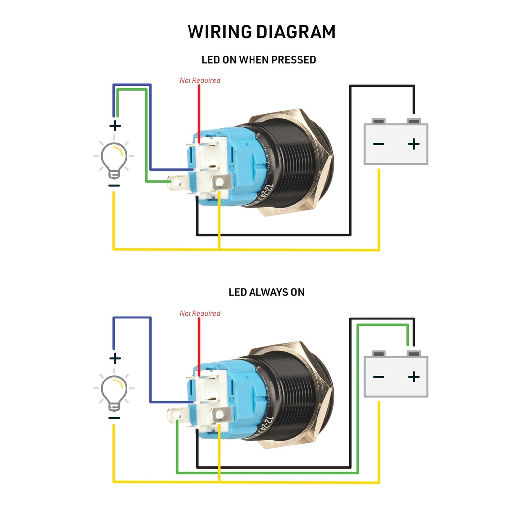 Automotive Plumbing Solutions Illuminated Metal Push Button Switch