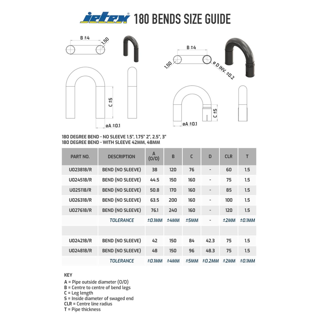 Jetex 180 Degree Exhaust Bend