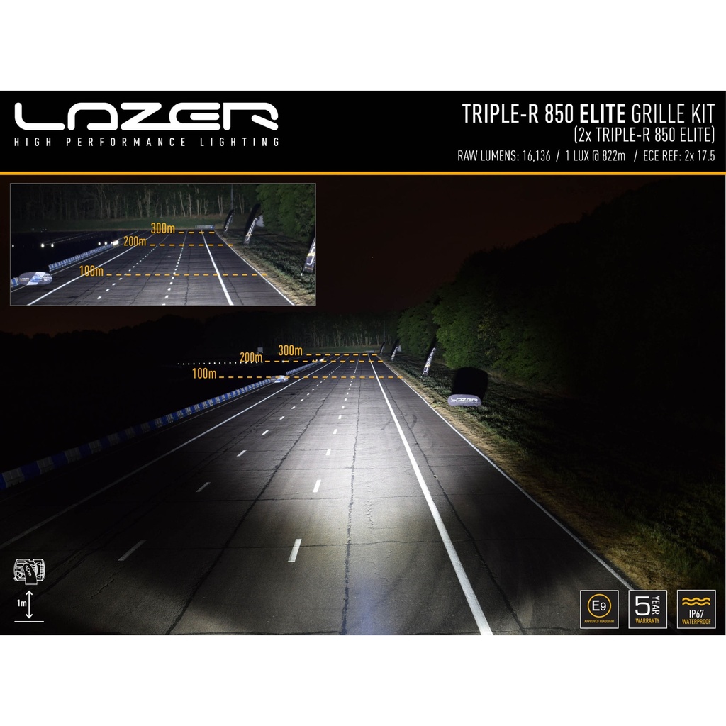 Lazer Lamps Grille Integration Kit With Gen 2 Triple-R 850 Elite Lamps
