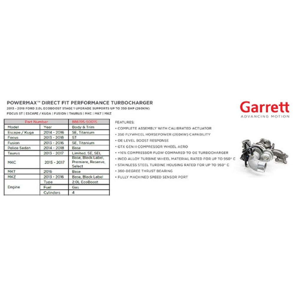 Garrett Powermax Stage 1 Turbocharger For Ford 2.0 Ecoboost