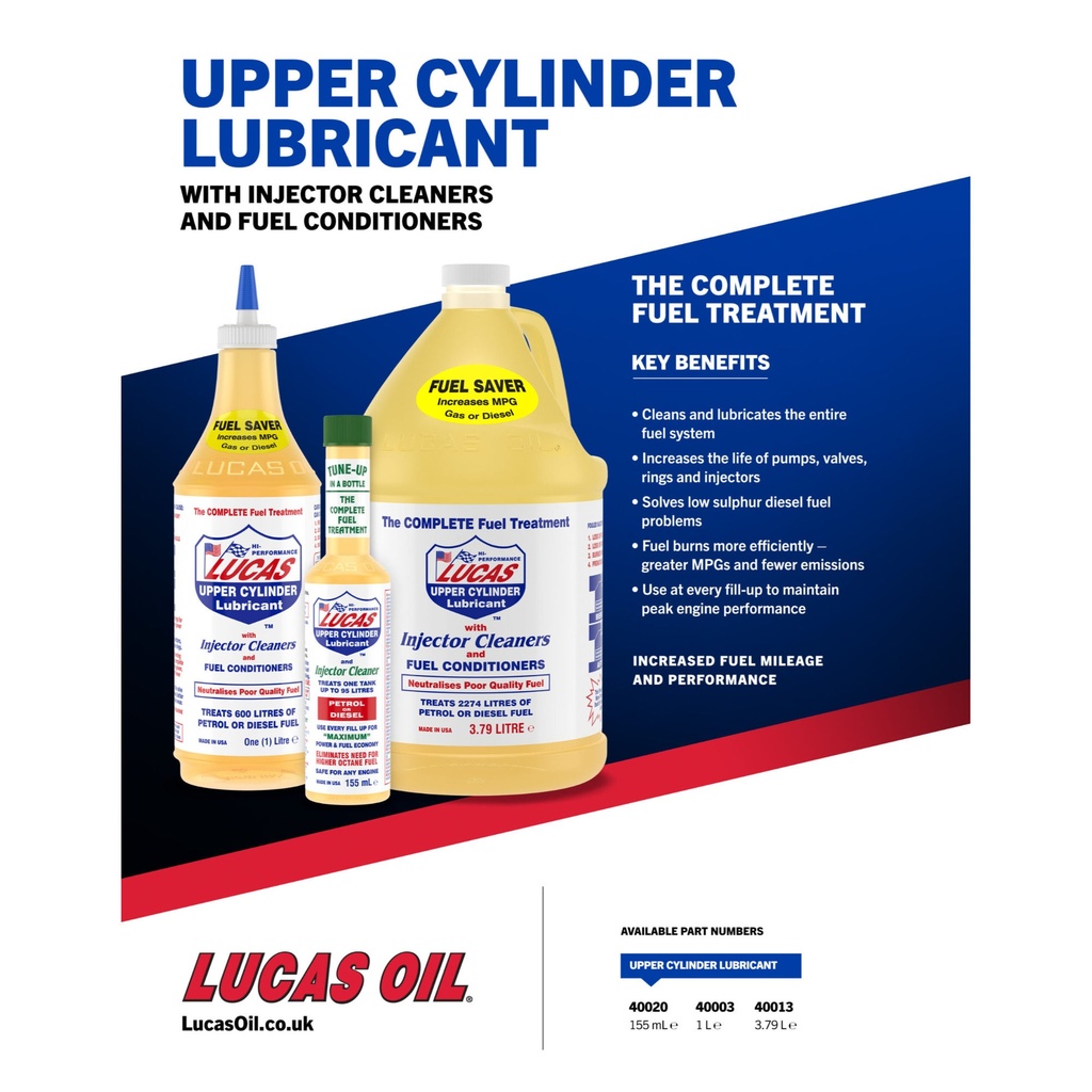 Lucas Oil Fuel Treatment - Upper Cylinder Lubricant & Fuel System Cleaner