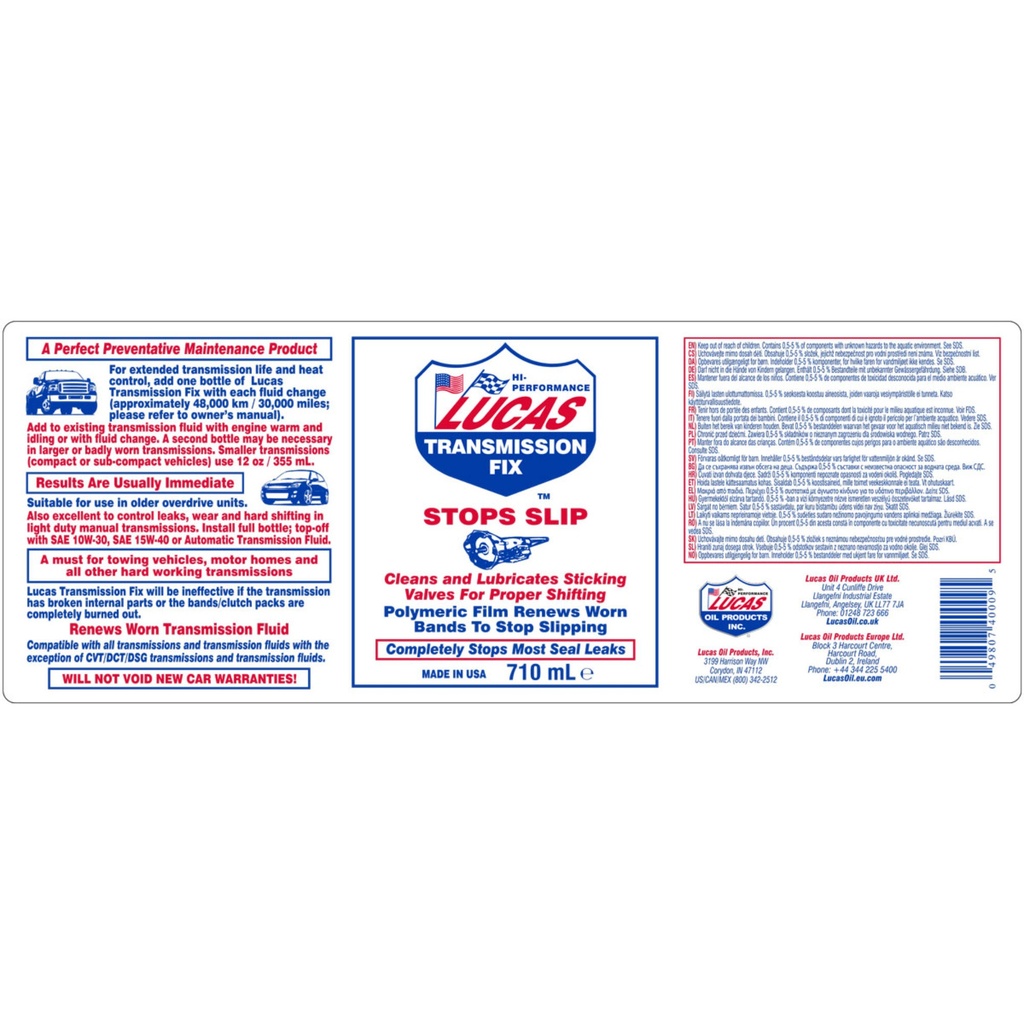 Lucas Oil Transmission Fix Gearbox Oil Additive