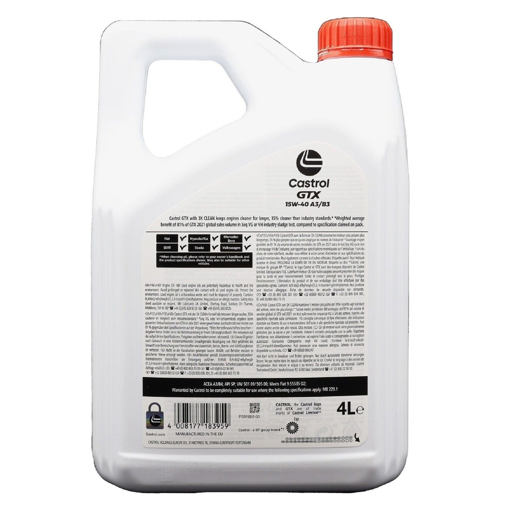 Castrol GTX 15W40 A3/B3 Engine Oil