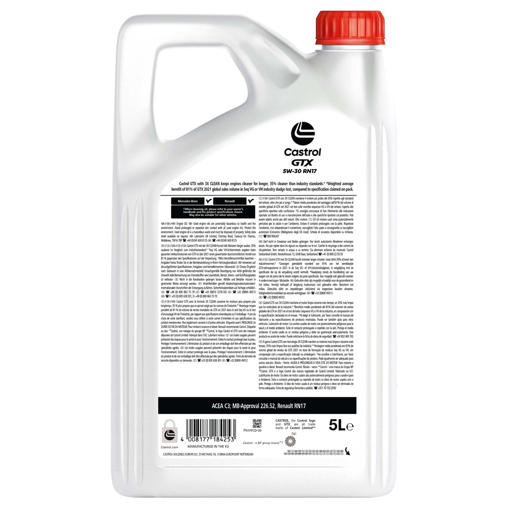 Castrol GTX 5W30 RN17 Engine Oil