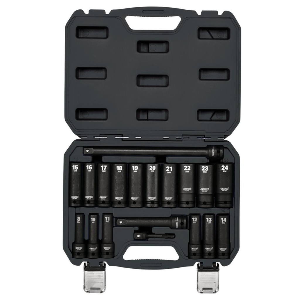 Draper Hi-Torq 1/2" Sq. Drive Metric Deep Impact Socket Set (19 Piece) - 04577
