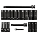 Draper Hi-Torq 1/2" Sq. Drive Metric Deep Impact Socket Set (19 Piece) - 04577