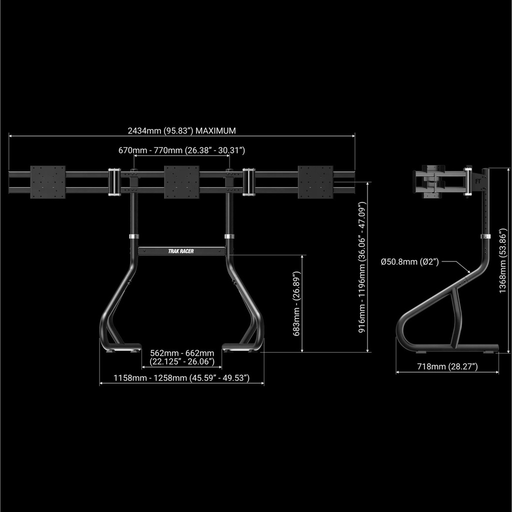 Trak Racer Large Freestanding Triple Monitor Stand - 30" to 45" Displays
