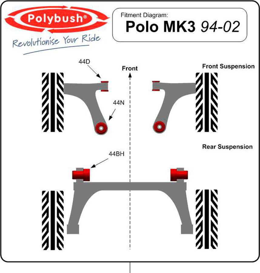 Polybush Front - Wishbone, Rear Bush (44N)