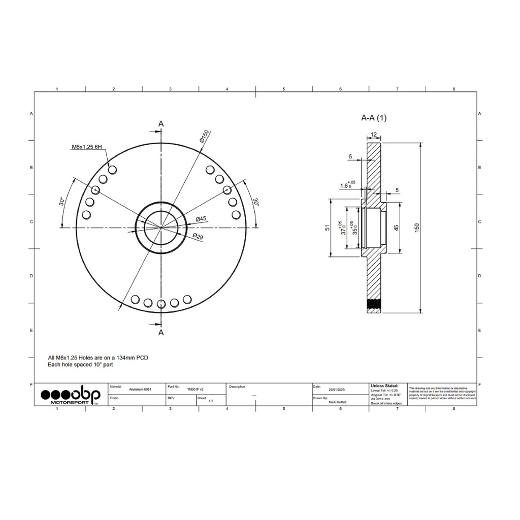 OBP Alloy Spherical Bearing Suspension Top Mounts