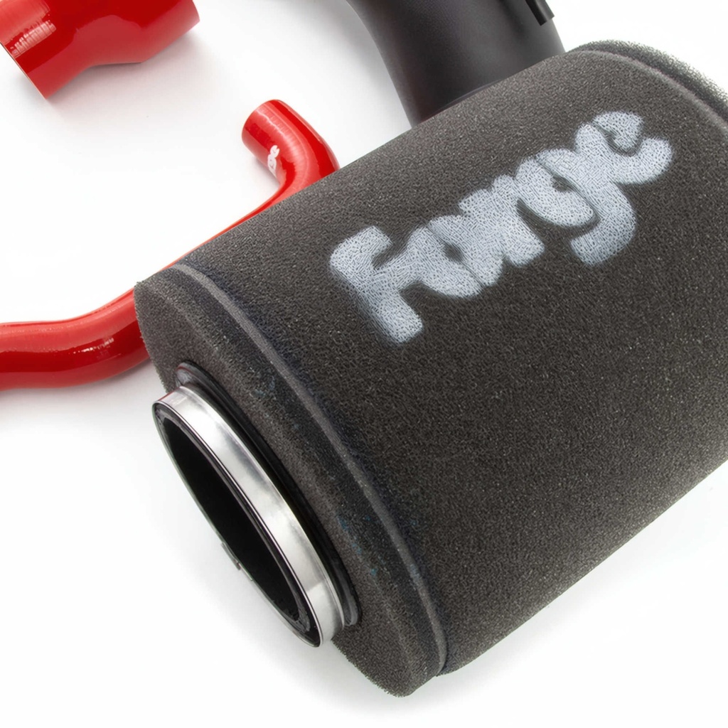 Forge Open Cone Filter Induction Kit With Red Silicone Hoses