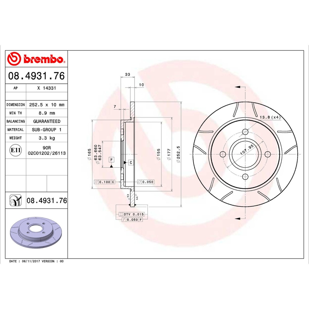 Brembo Prime UV Coated Brake Discs