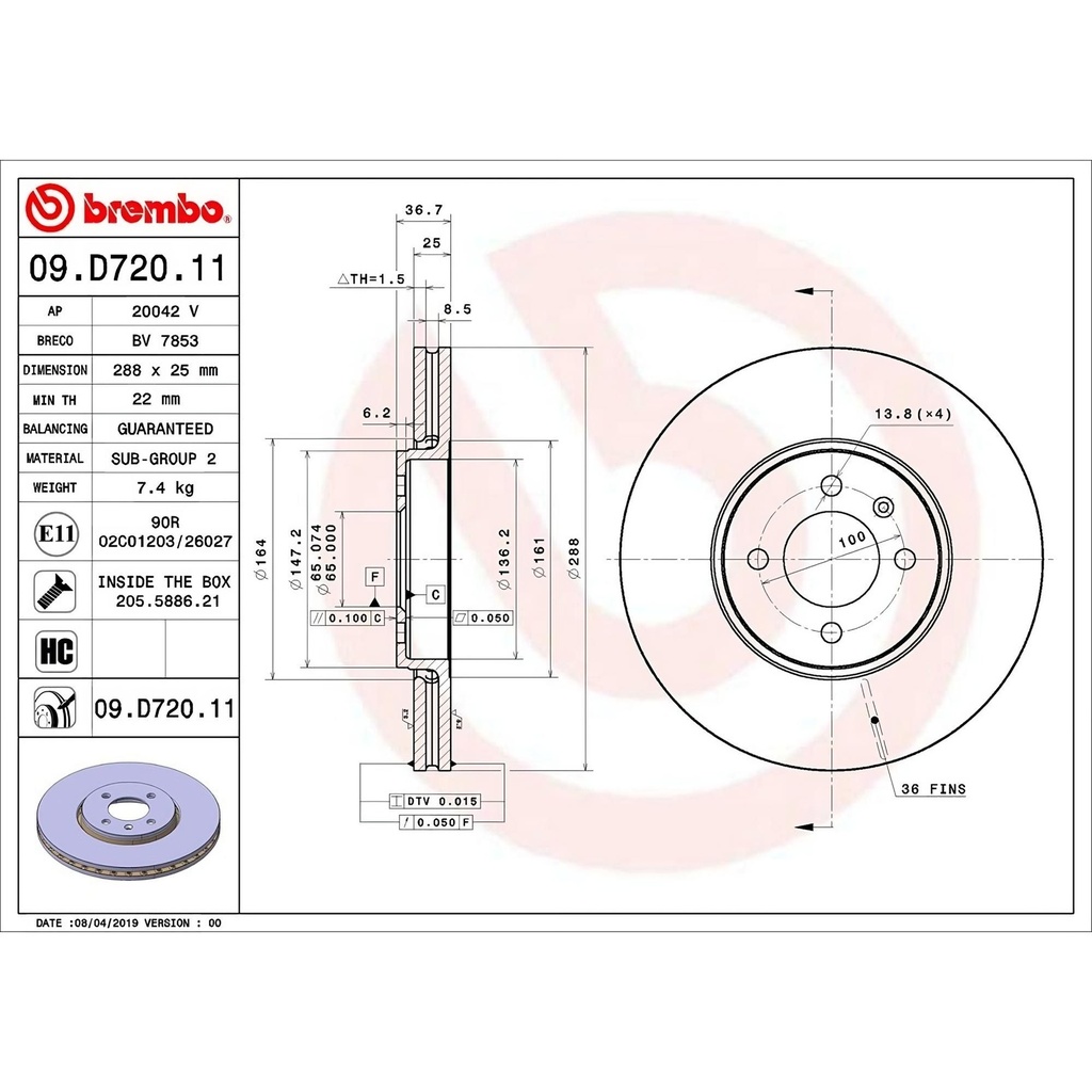 Brembo Prime UV Coated Brake Discs