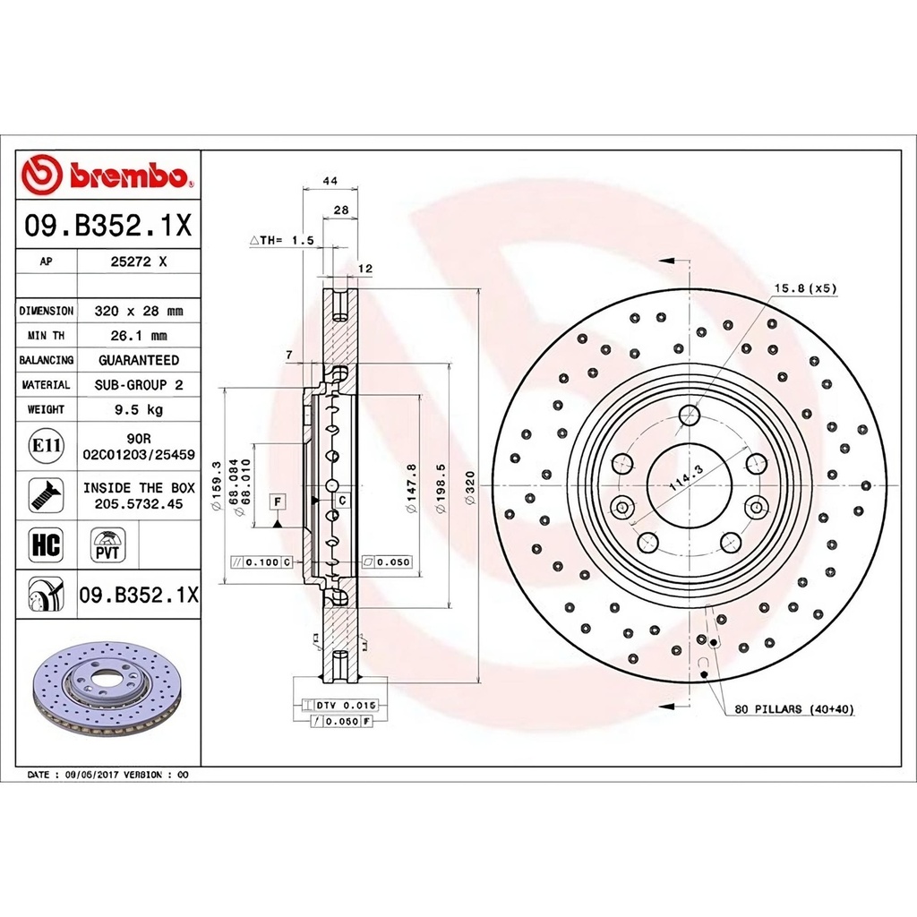 Brembo Xtra Performace Cross-Drilled Brake Discs