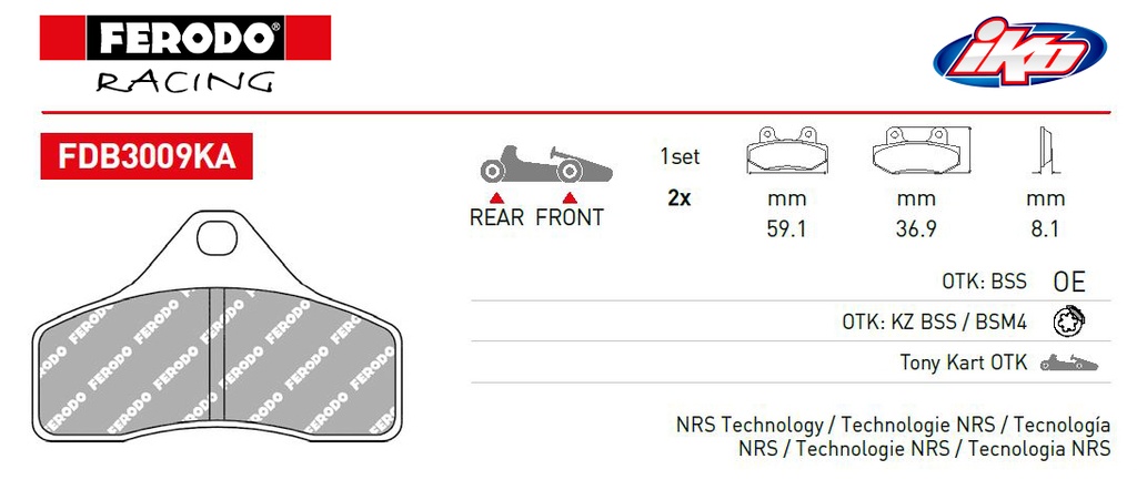 FERODO Brake Pad Set - OTK MINI REAR/KZ DD2 FRONT