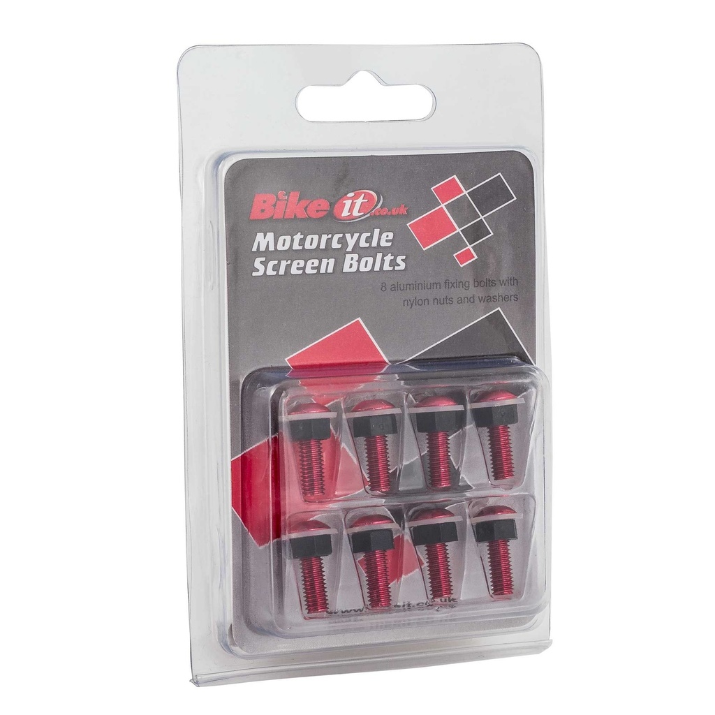 Bike-It Screen Bolt Kit - Pack of 8 - Red