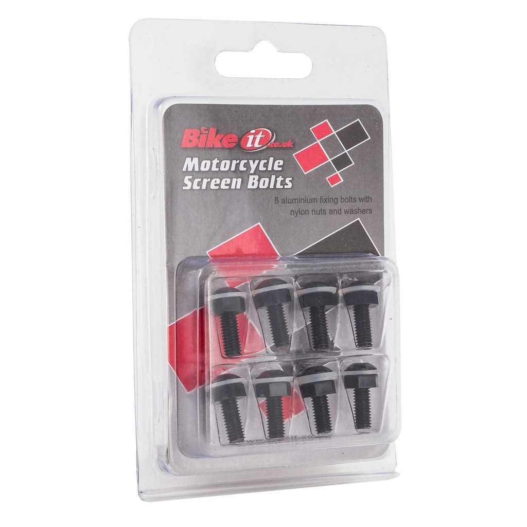 Bike-It Screen Bolt Kit - Pack of 8 - Black