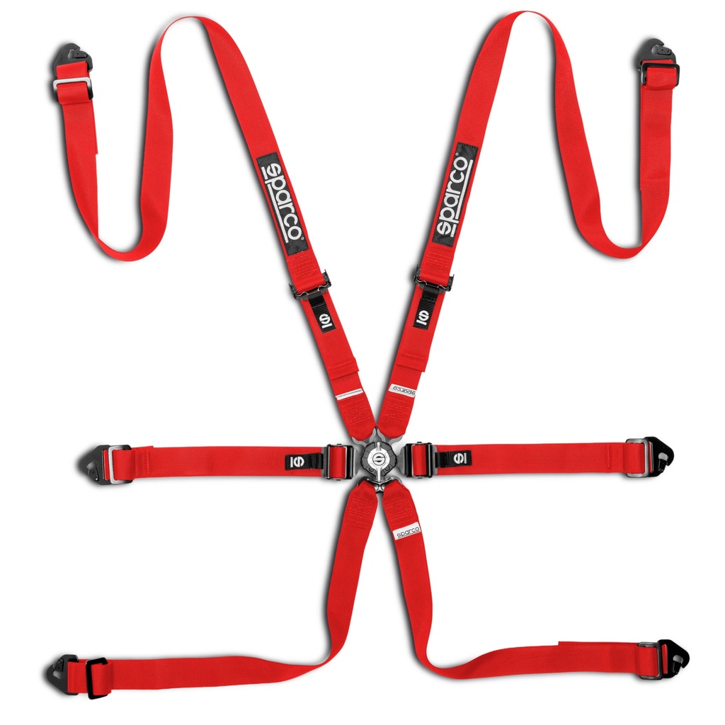 [7002240-3887355] Sparco Competition H-2 PD 6 Point Harness (Black)