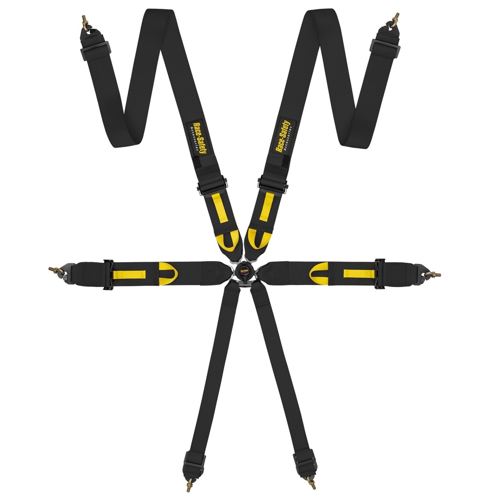 [7000659-3102835] Race Safety Accessories Pro 6 Point Saloon Harness (Black)