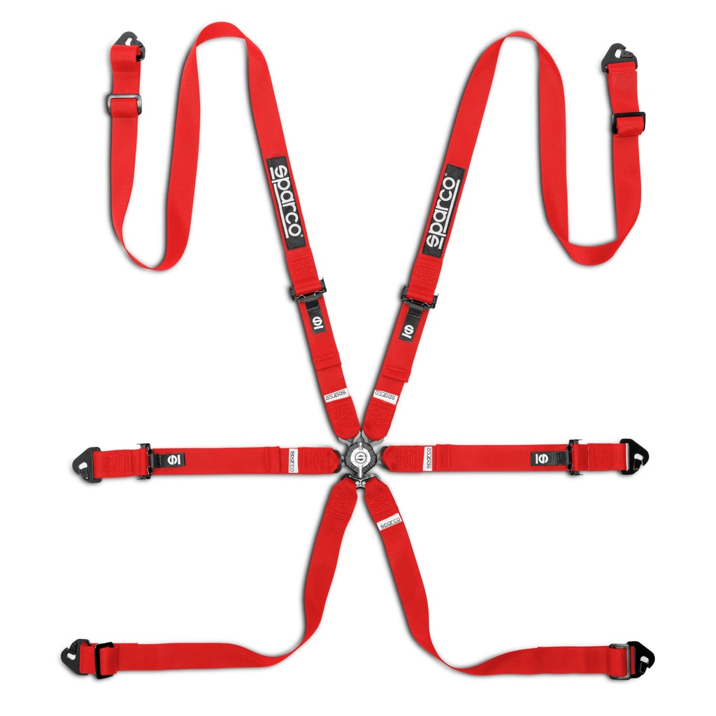 [7002243-3887365] Sparco Competition H-2 PU 6 Point Harness (Black)