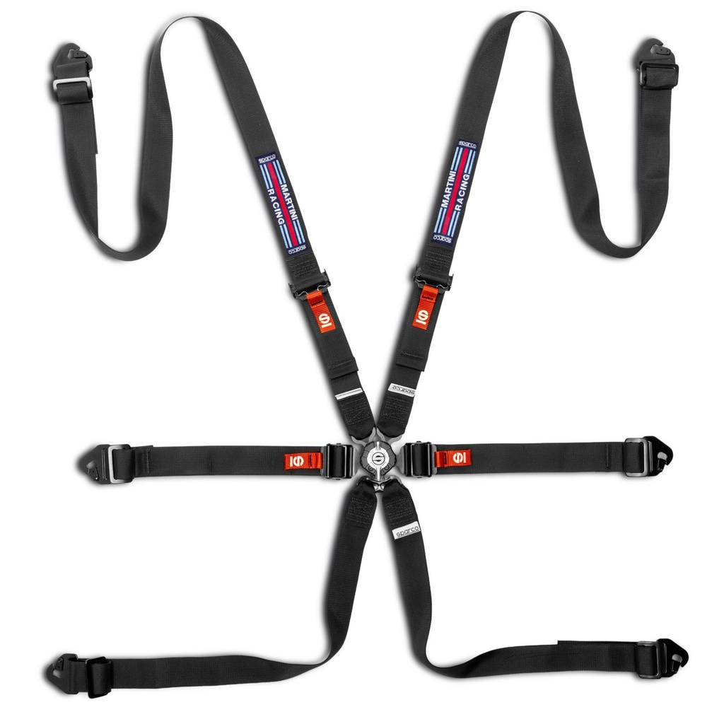 [7002241-3887358] Sparco Martini Racing Competition H-2 PD 6 Point Harness (Black)