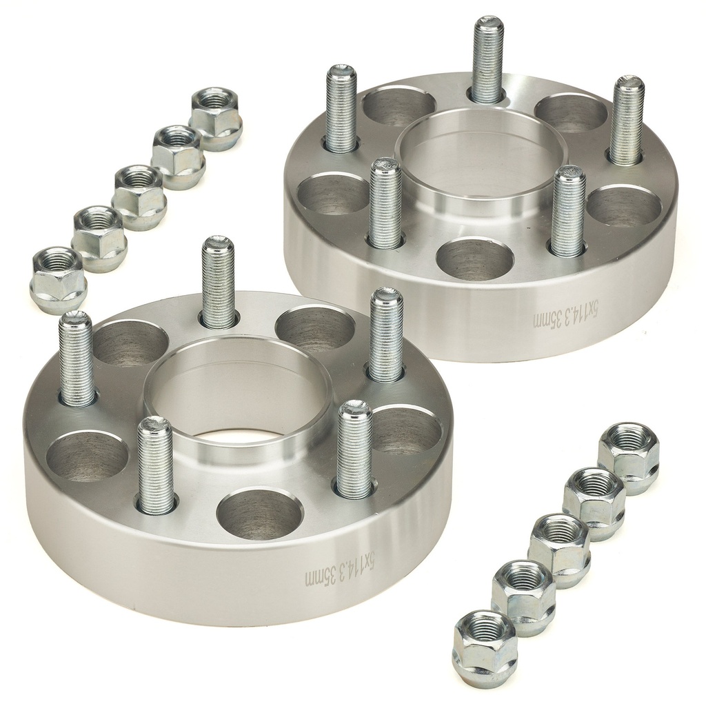 [HBZHSBTH511435SN-X2-E/AKN] Hub Buddies Bolt To Hub Wheel Spacer Kit With Studs / Nuts - 35mm Pair