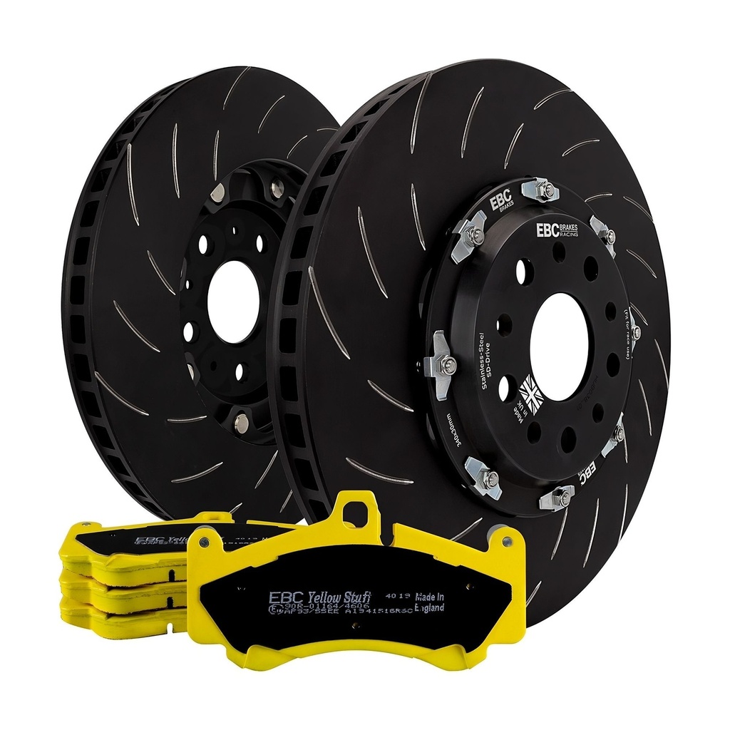[EBCP2DK054Y] EBC Brakes Swept Groove 2-Piece Fully Floating Disc Kit With Yellowstuff Pads
