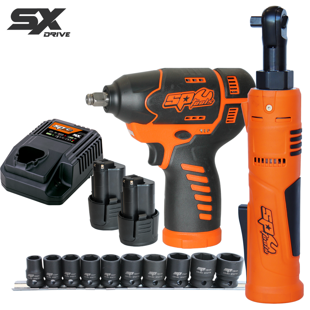 [SP83144] CORDLESS - 12V 3/8"DR MECHANICS POWER WRENCH COMBO - 2.5AH X2 BATTERIES & CHARGER - SX DRIVE