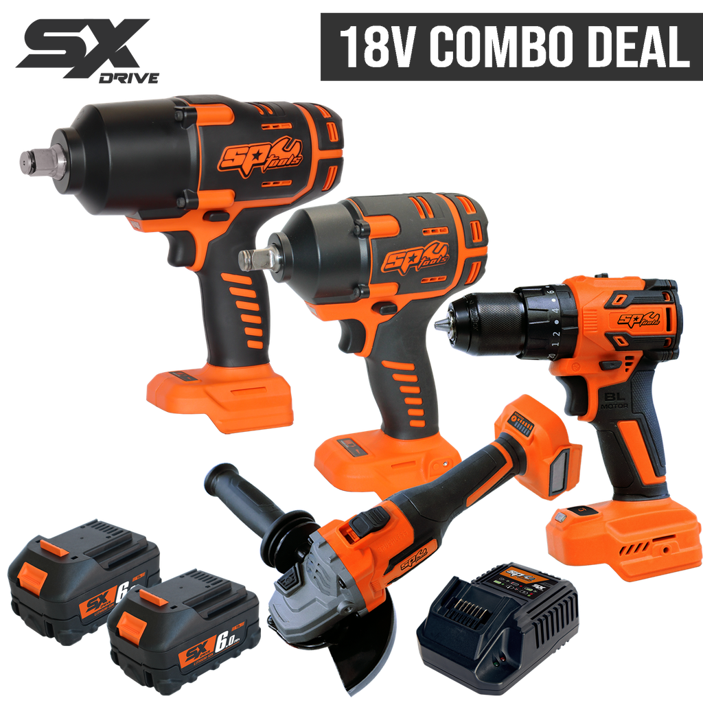 [SP83195] CORDLESS - 18V IMPACT/DRILL/GRINDER KIT 4PC