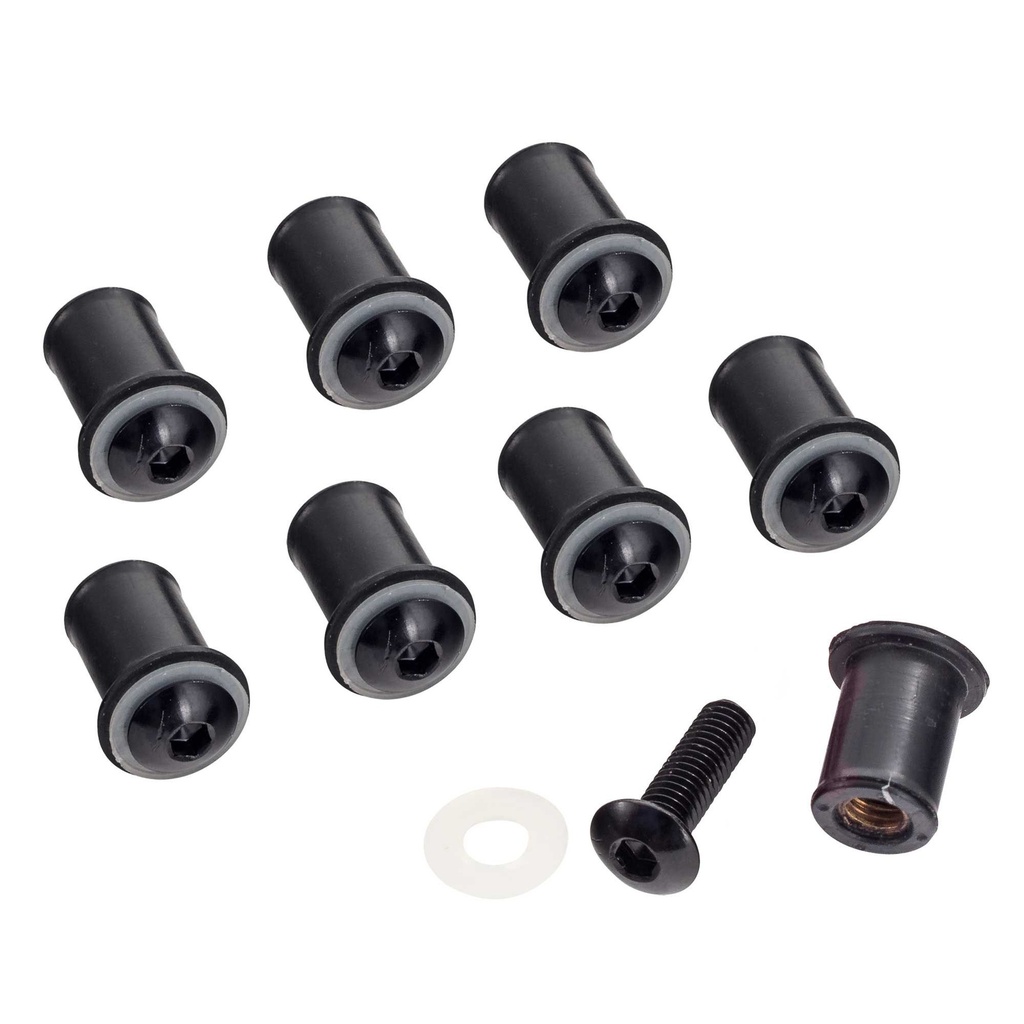 [BIKBOLFAIRBLK] Bike-It Screen Fairing Bolt Kit - Pack Of 8 - Black