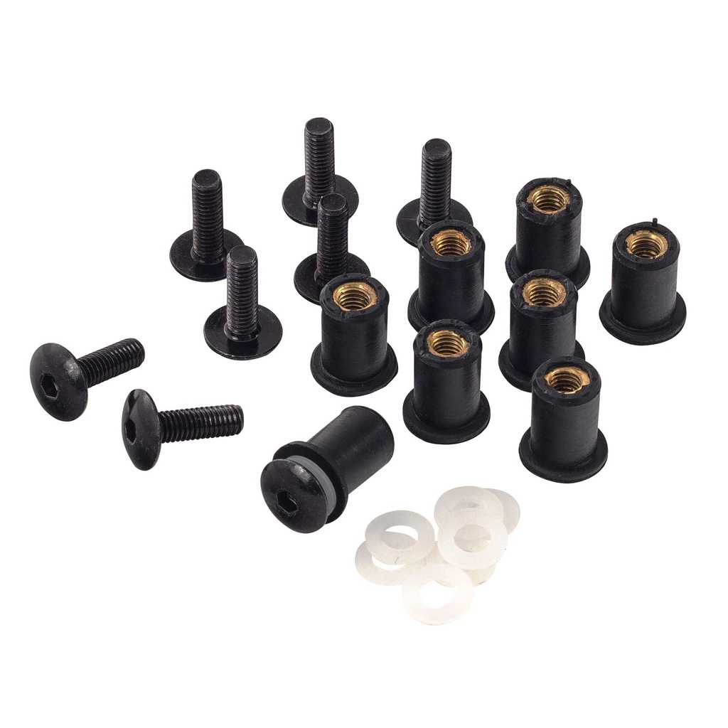 [UBR00-24002] Warrior Screen Fairing Bolt Kit - Pack Of 8 - Black