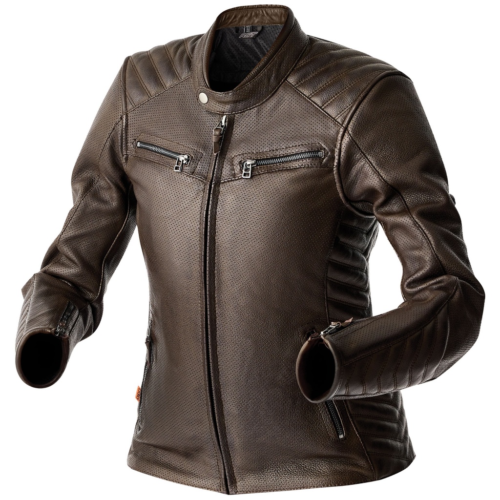 [5002463-3893101] RST Roadster Air D3O Ladies Leather Motorcycle Jacket (UK 10, Black)