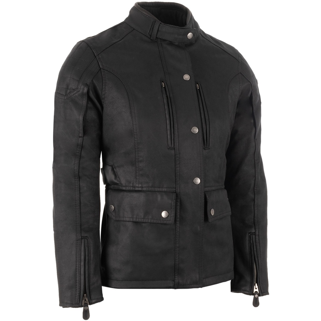 [5001980-3865142] Oxford Sterling Dry2Dry Womens Wax Cotton Motorcycle Jacket (UK 10, Black)