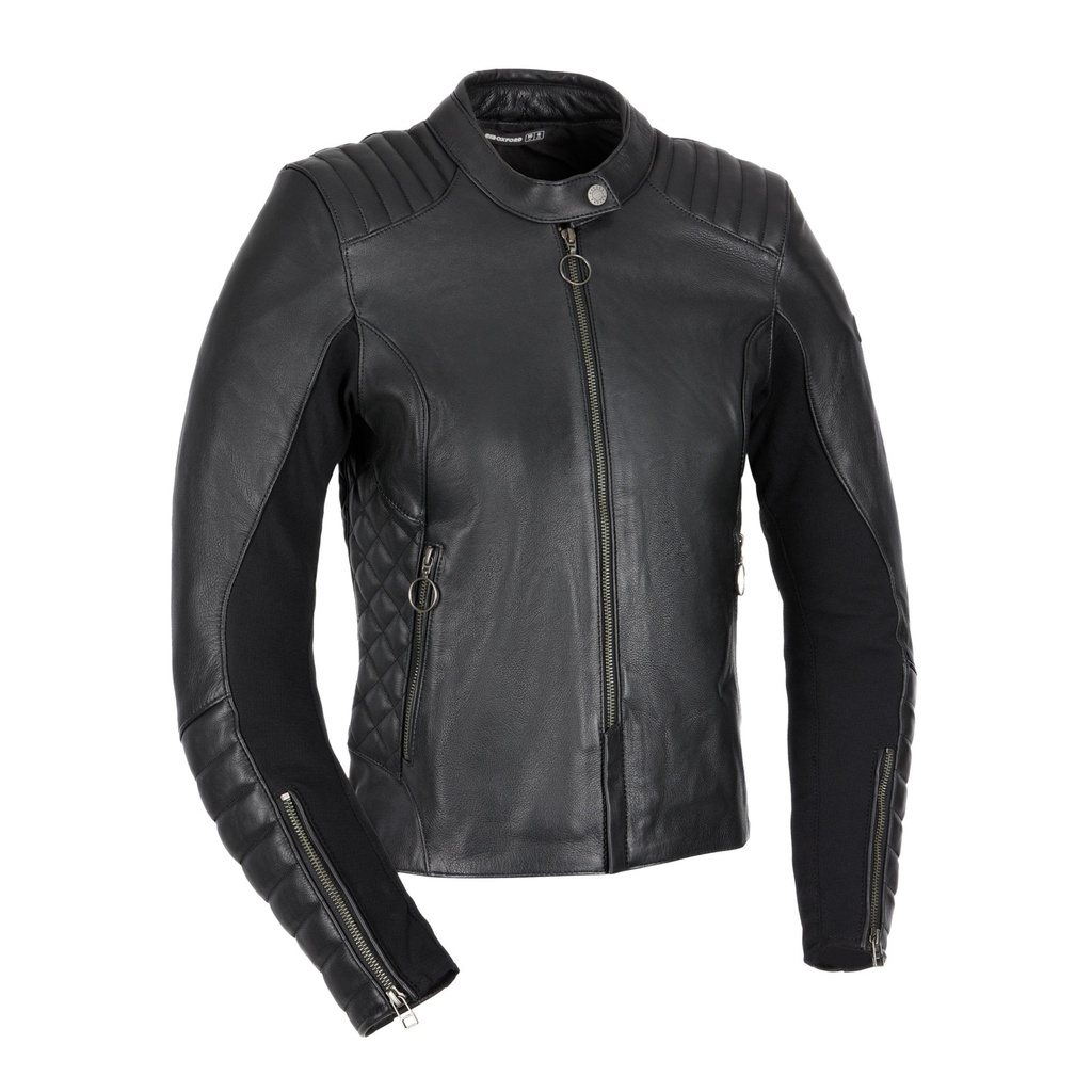 [5001480-3832860] Oxford Radley Womens Leather Motorcycle Jacket (Ladies UK 8, Black)