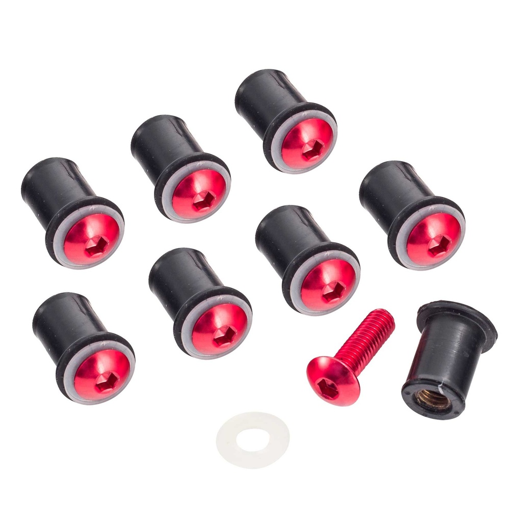 Bike-It Screen Fairing Bolt Kit - Pack Of 8 - Red