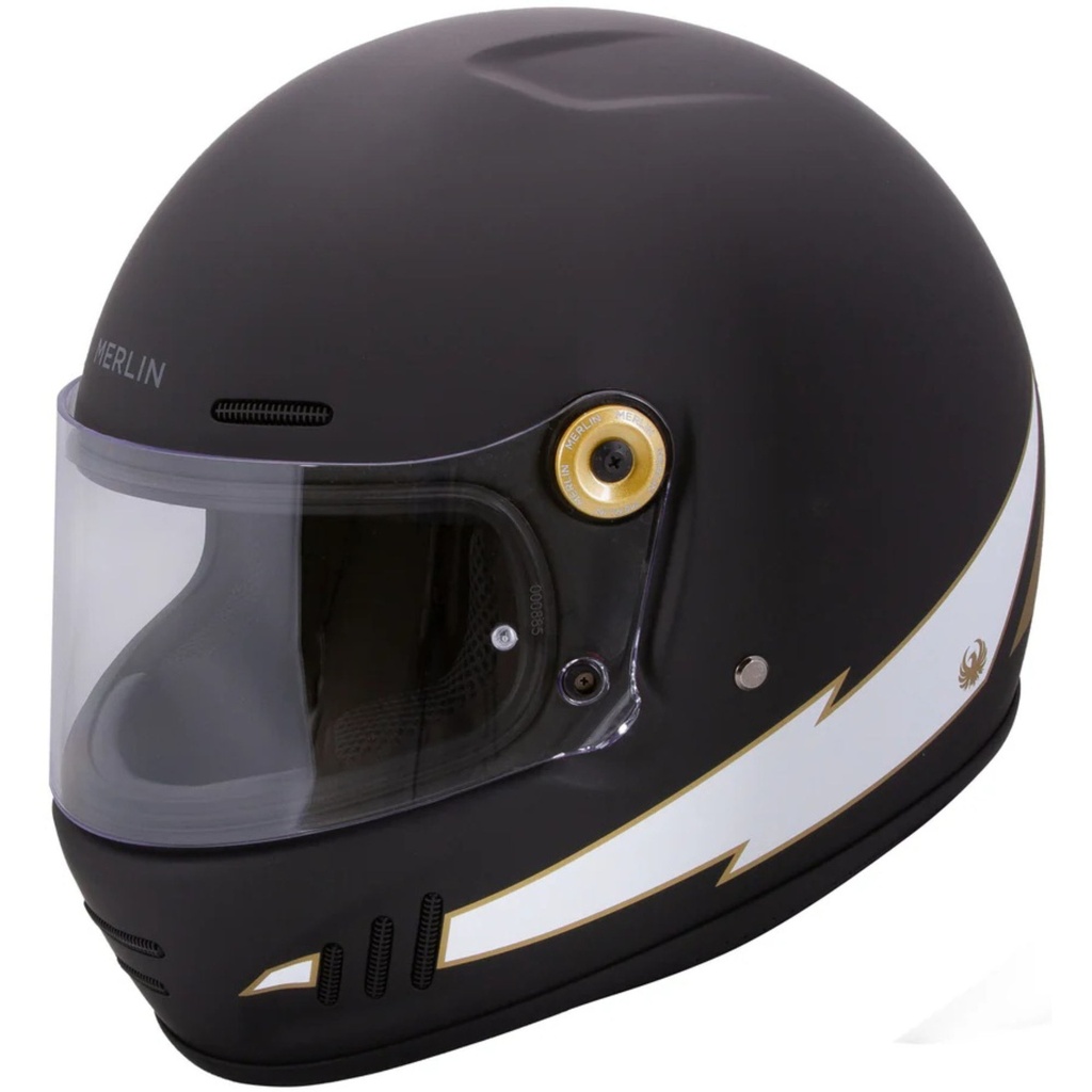 [5001999-3865588] Merlin Revival Graphic Motorcycle Helmet (M (57-58cm), Flash White)